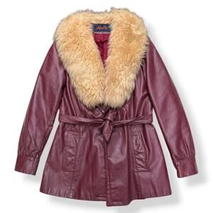 1960's Penny Lane shearling trim leather jacket